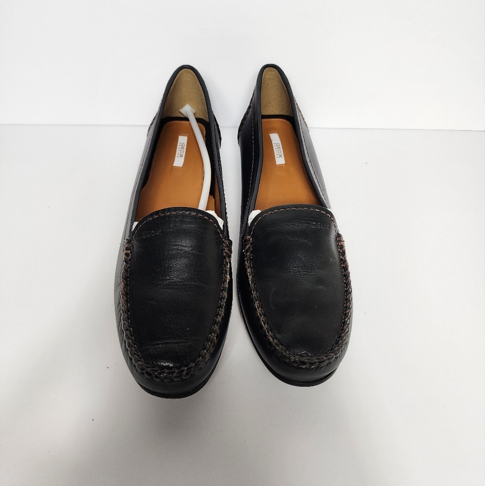 Geox Classic Loafers Mens EU 39.5 Black Slip On Leather Comfort Career